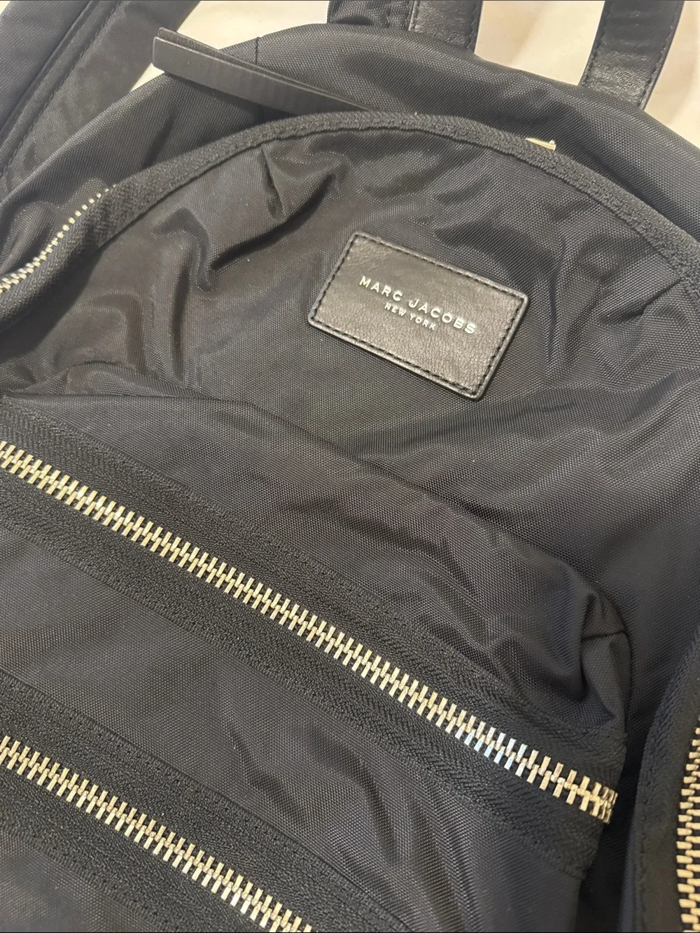 Marc Jacobs Black Nylon Backpack with Gold-Tone Zippers